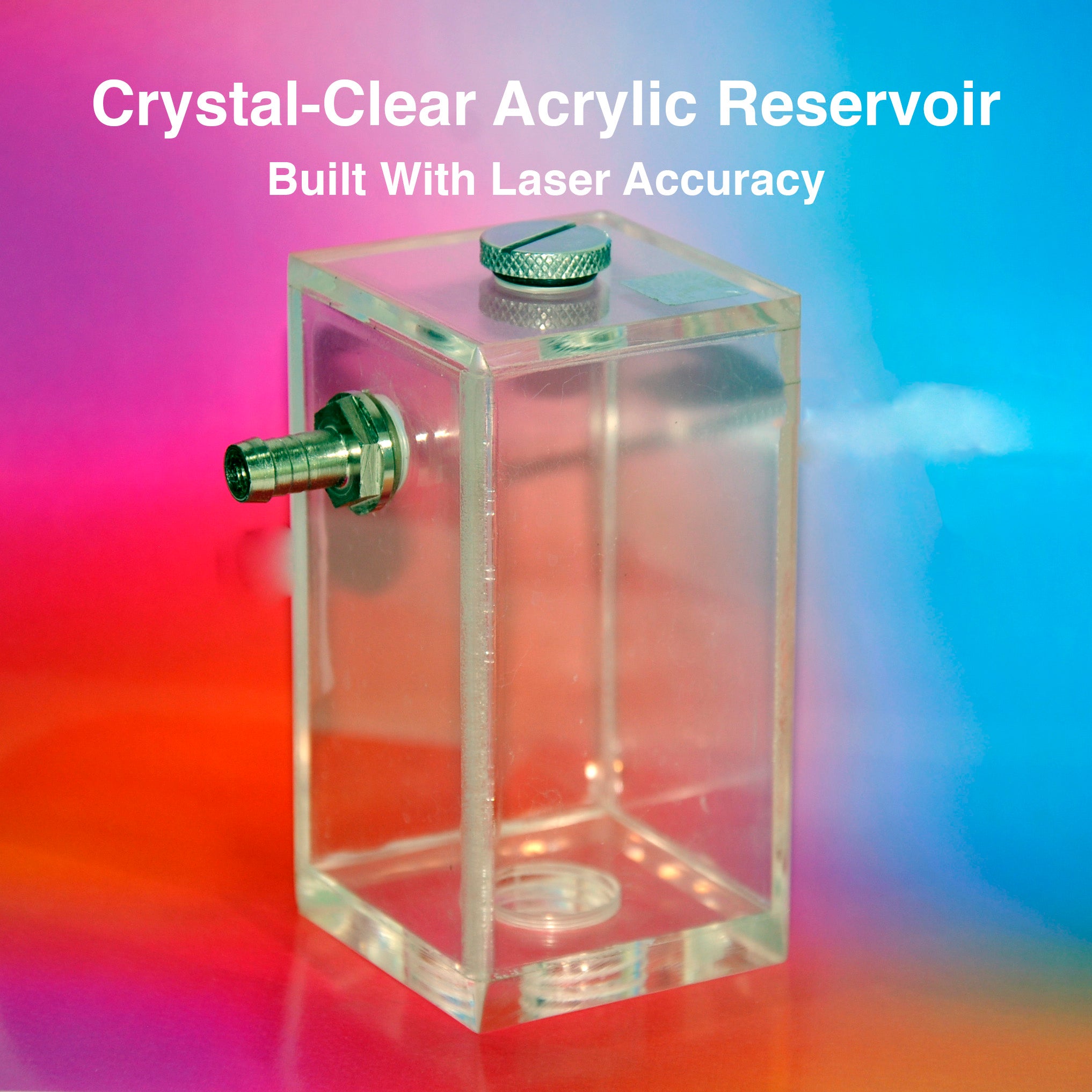 Rigloop Transparent Reservoir 200ml | Dual G1/2 & G1/4 Thread I/O + G1/4 End Cap | PC Liquid Cooling | Compatible with Rigloop Water Pumps