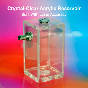 Rigloop Transparent Reservoir 200ml | Dual G1/2 & G1/4 Thread I/O + G1/4 End Cap | PC Liquid Cooling | Compatible with Rigloop Water Pumps