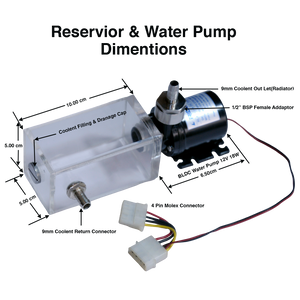 Rigloop Transparent Reservoir 200ml | Dual G1/2 & G1/4 Thread I/O + G1/4 End Cap | PC Liquid Cooling | Compatible with Rigloop Water Pumps