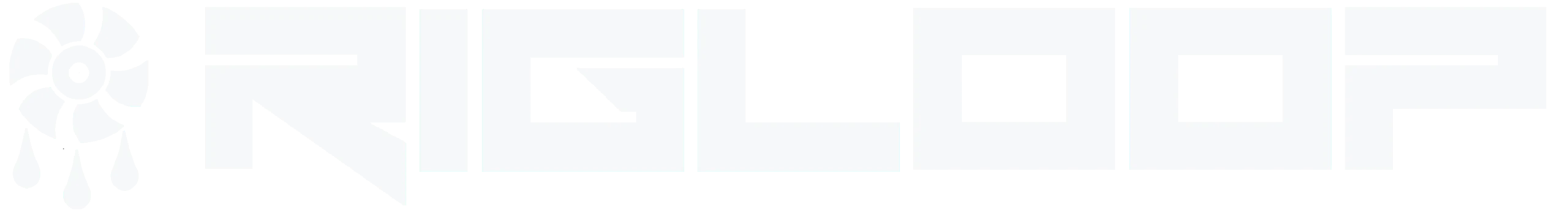 Rigloop white logo with wheel and water drops