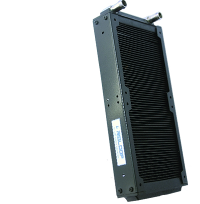 Rigloop RL160R 160mm copper water cooling radiator designed for gaming PCs, featuring efficient heat dissipation and durable coolant connections.